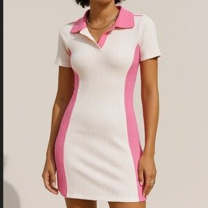 Zara White and Pink Mini Dress